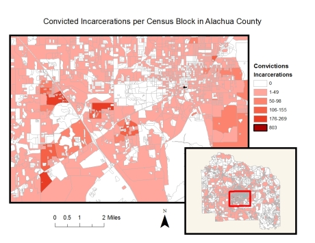Convicted Incarcerations per Census Block in Alachua County